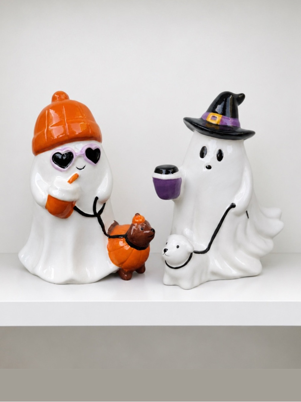 ALDI Ghost Pumpkin Dog &  Ghost Witch walking Dog  Set